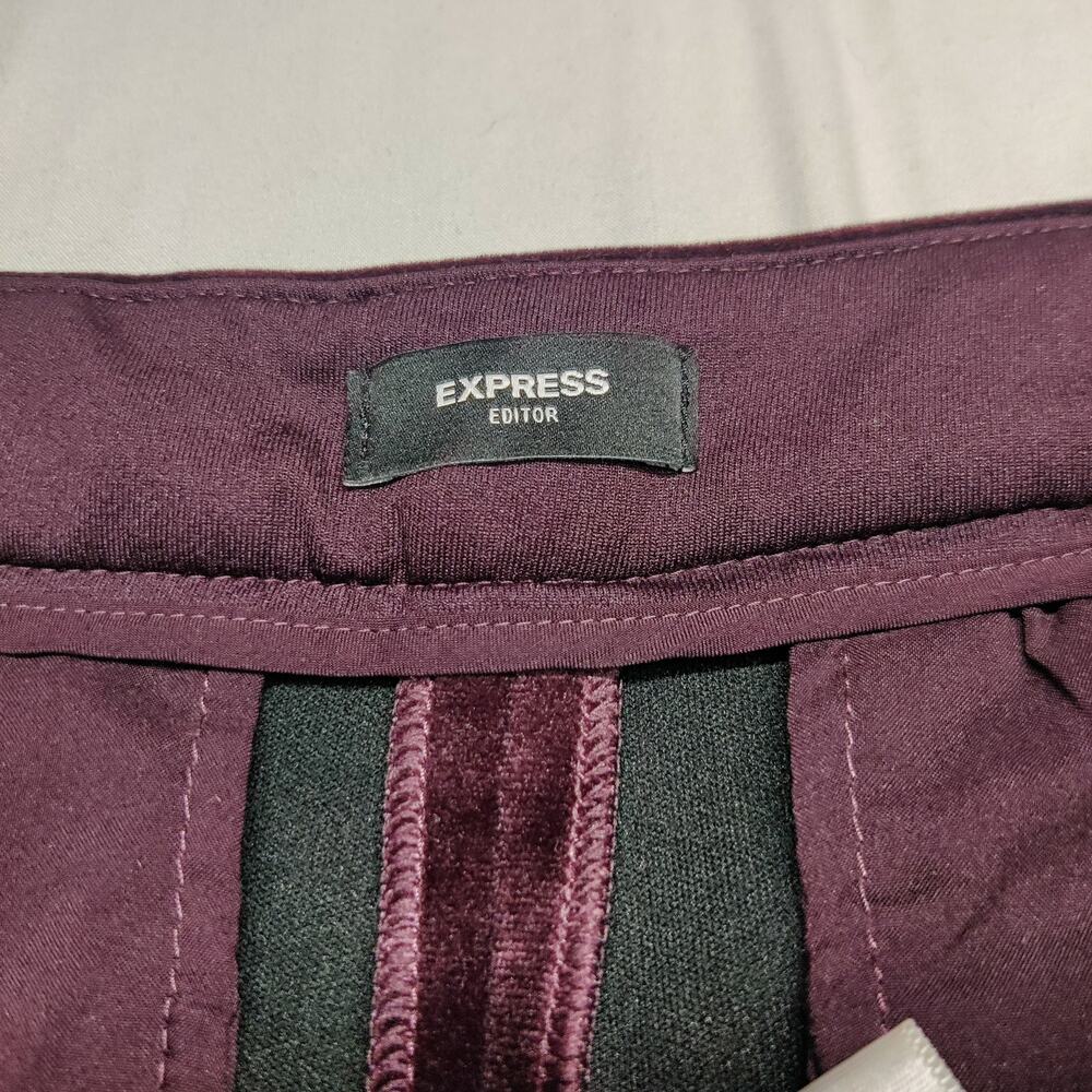 Express Editor HIgh Rise Plum Purple Velvet Relaxed Wide Leg Trouser 10 Witchy - Picture 8 of 14